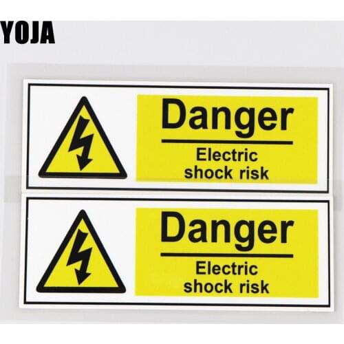 YOJA 14.5X4.9CM Danger Electric shock risk Vinyl Decal Car Sticker Modern Cartoon Warning 19A-0084