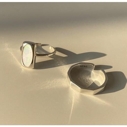 Exquisite 925 Sterling Silver Ring Adjustable Shell Rings For Women Ring 2021Trend Silver 925 Jewelry Fashion Korean Luxury