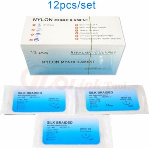 12pcs/set Suture needle Training aids sutures surgery suture kit specification 2/0 30mm to Improve Medical Technique Exercise To