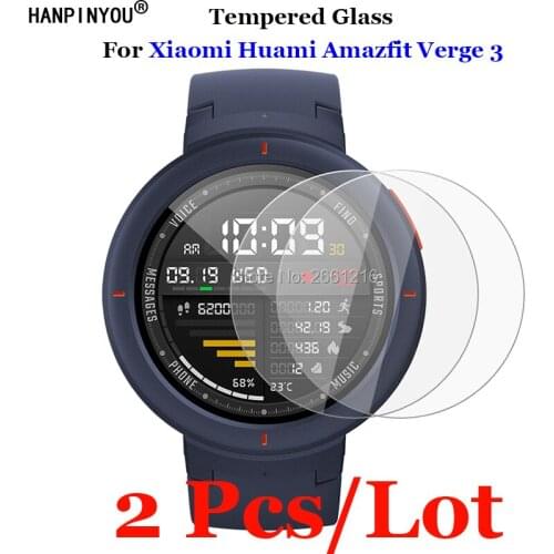 2 Pcs/Lot For Xiaomi Huami Amazfit Verge 3 Sports Smart Watch 3 Tempered Glass 9H 2.5D Premium Screen Protector Film
