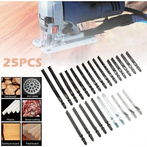 25Pcs Jig Saw Blade T1118A T101AO T127D T123X T101B T144D T345XF T-Shank Blade Cutter Metal Wood Cutting Woodworking Part