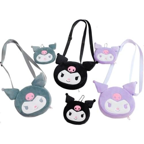 4 Styles Kawali Kuromi Messenger Bag Soft Stuffed Anime Plush Toy Coin Purse Animal Hand Bag Plush Toy for Girls Girl Gift