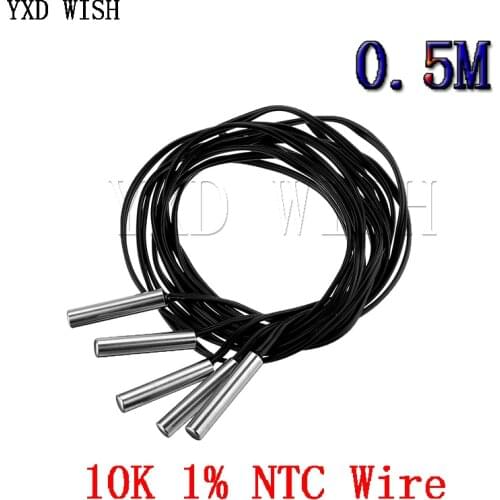 5pcs/10pcs 0.5m Waterproof NTC 10K 1% 3950 50cm Thermistor Accuracy Temperature Sensor Wire Cable Probe For Arduino W1209 W1401