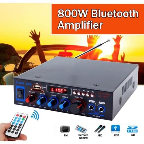 Car Digital Amplifier 800W Home Amplifiers Audio bluetooth Amplifier Subwoofer Powerful Audio Support USB SD FM Reverb Function