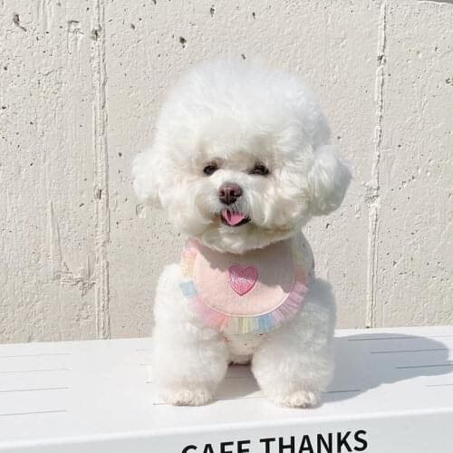 Dog Bandana Scarf Cute Dog Smiley Bib Cotton Washable Dog Triangle Scarf Bibs Small Flower Bib Pet Saliva Towel Bichon Teddy