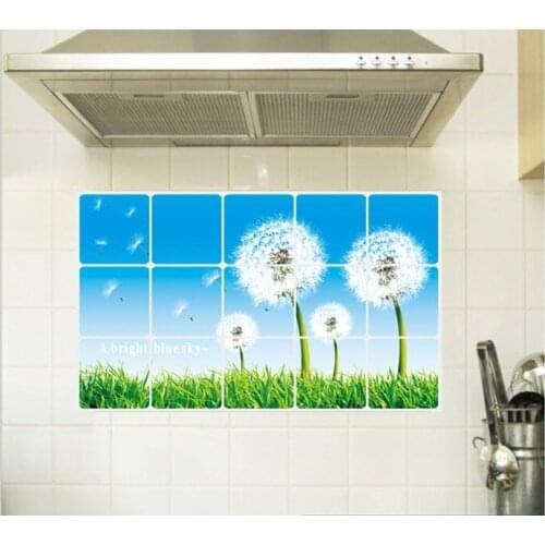 Free shipping blue dandelion Anti oil wall paper Vinyl wall stickers, Removeable wall decals Sticker protect your wall