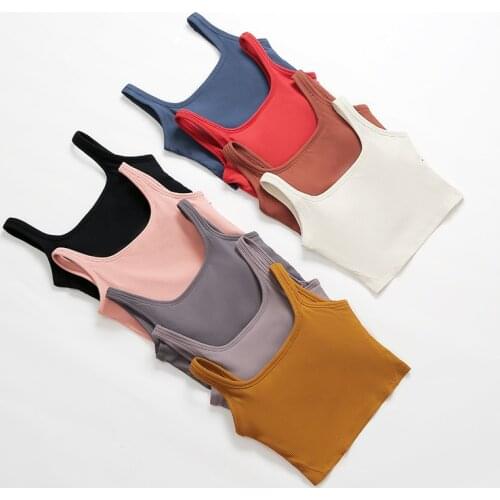 Seamless Yoga Top Ladies Bra Sports Bra Ladies Bra Ribbed Underwear Wireless Bra Sports Running I Back White Short Top Vest