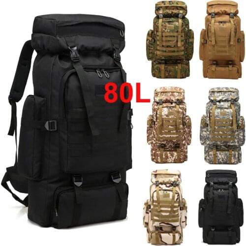 80L Outdoor Large Backpack Camping Climbing Bag Waterproof Military Tactical Bag Camping Hiking Trekking Sport Fishing Hunting