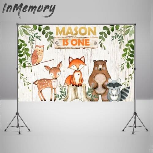 Forest Woodland Baby Shower Backdrops Animals Fox Woodland Baby Shower Party Banner Background Photography 7x5ft
