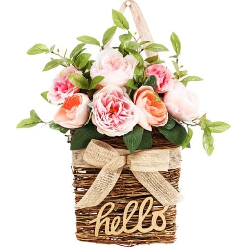 Artificial Flowers Wall-Mounted Potted Plants Decorative Pendant Hanging Artware for Living Room Bedroom