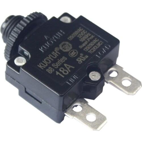 Push Button Reset 5A 10A 15A 18A 20A 25A 30A Circuit Breakers with Quick Connect Terminals and Waterproof Button Cap