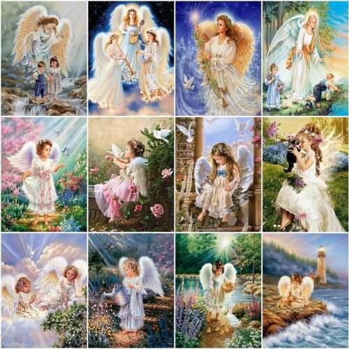 Painting By Number Angel Drawing On Canvas Diy Frame Paint By Numbers Girl Figure Kits Modern Wall Art Gifts