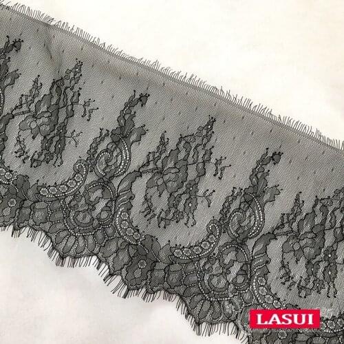LASUI 0411 NEW 23 cm *300 cm=1 piece DIY manual clothing accessories Black unilateral eyelashes thin lace trim