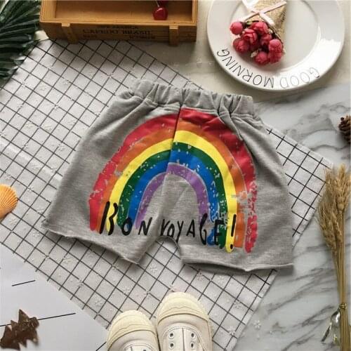 Tonytaobaby Summer New Baby Boys and Girls Rainbow Curled Knitted Cotton Girls Pants