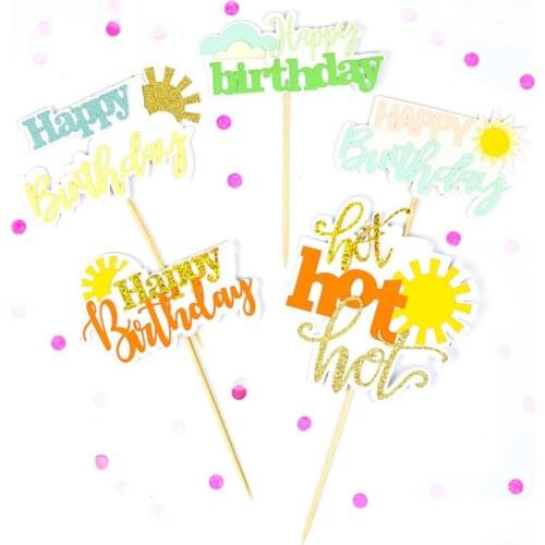 Cute cloud sun paper cake topper children happy birthday cake decoration cake insert decorative party supplies