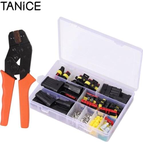 TANiCE 1 2 3 4 5 6 Pin Waterproof Electrical Terminal Wire Connector Crimper Tool Set + Fuses MA867 for Scooter Hand Tool Kit