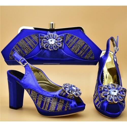 New Arrival Matching Shoes and Bag Set In Heels Nigerian Women Wedding Shoes and Bag Set Decorated with Appliques Party Pumps