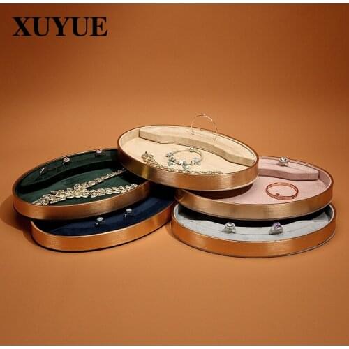 New jewelry tray metal oval jewelry props display jewelry tray jewelry pallet display stand spot
