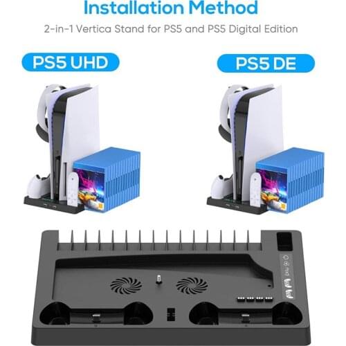 Cooling fan stand for PS5 Controller Charger Console Vertical Cooling Stand Fast Charging Station For Playstation 5 Disc/Digital
