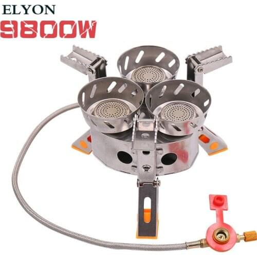 ELYON Camping Gas Stove Windproof 9800W High Power Foldable Portable Outdoor Gas Burner Hiking Cooking Picnic Furnace Stoves