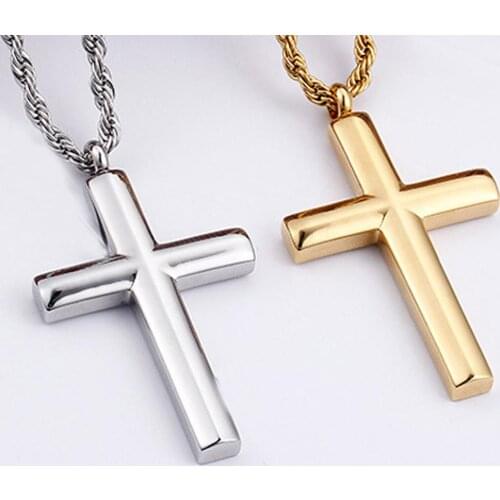 Simple Classic Mens Cross Pendant Necklace Jewelry Gift Mens 316L Stainless Steel Pendant Necklace Gift 62mm*40mm
