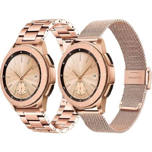 2PCS Mesh Soild Stainless Steel Watchband for Samsung Galaxy Watch 3 41mm 42mm/Active 40mm/Gear S2 Classic/Gear Sport Band Strap