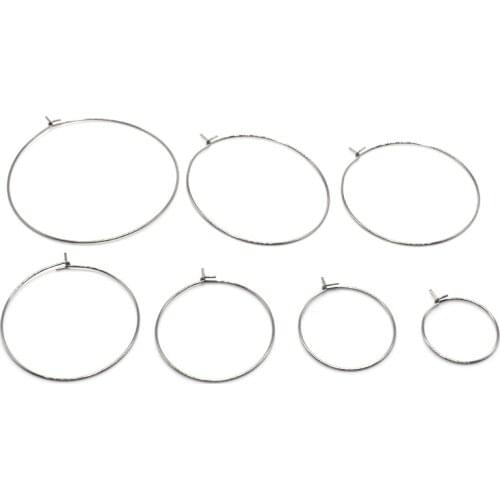 20pcs Stainless Steel Hypoallergenic Gold Round Circle Wire Earring Hoops 15 20 25 30 35mm Fit DIY Women Earring Jewelry Making