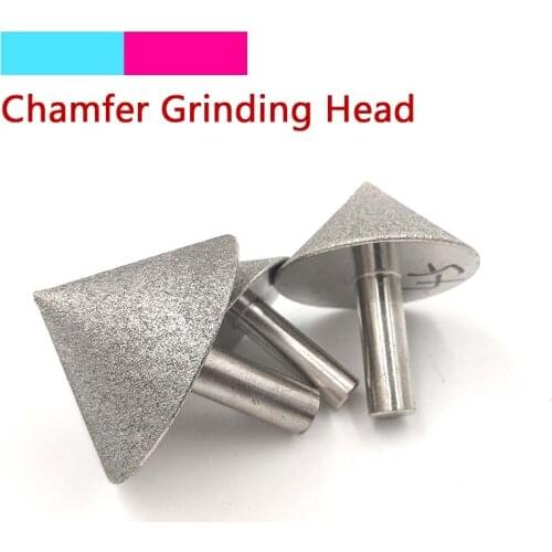 1pcs Plating Diamond Cone Chamfer Grinding Head 90 Dregree For Stone Jade Glass Drilling Chamfer Grinding Tools 20-60mm