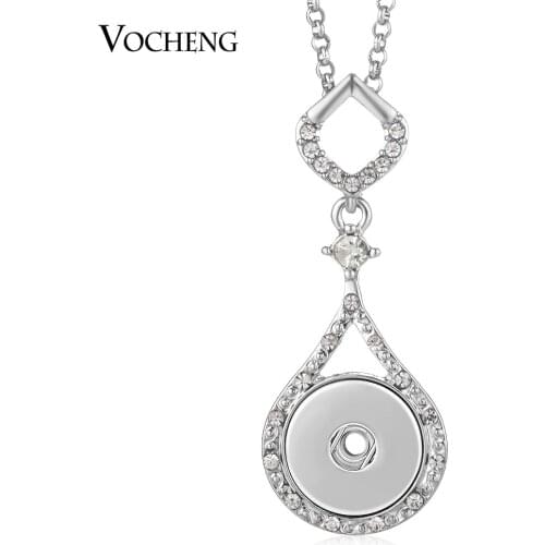 Vocheng Ginger Snap Charms Necklace 18mm Button Crystal Pendant with Stainless Steel Chain NN-577