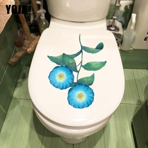 YOJA 17.8X22.2CM Blue Tropical Plant Flower Childern Bedroom Wall Sticker WC Toilet Decor T1-1657