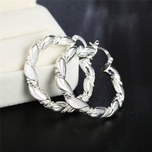 925 Sterling Silver Retro Pattern Round Hoop Earrings Personality Style Exaggerated Earrings for Women Trendy Jewelry Party Gift