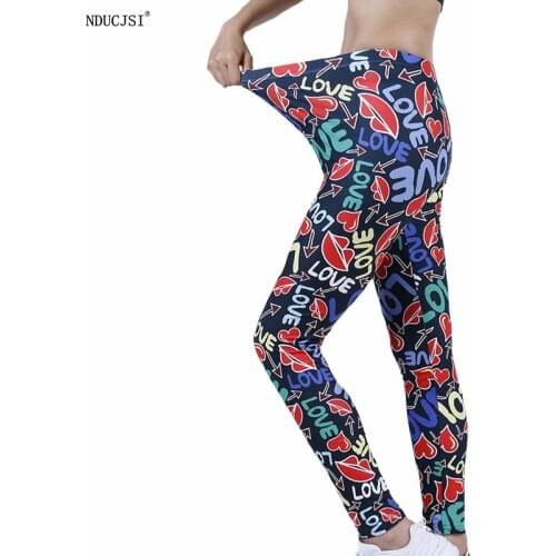 NDUCJSI Women Pants Sport Leggings Fitness Gym High Waist Stretch Leggins Love Letters Print Sportwear Elastic Sexy Trousers