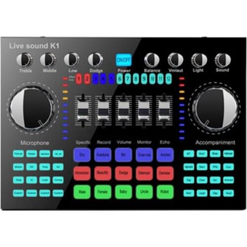 K1 Audio Sound Card USB External Headset Webcast Special Equipment Set Microphone Karaoke Mobile Phone Computer Universal