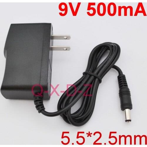 1PCS 9V 500mA High quality AC 100V-240V Converter Switching power adapter DC 9V 0.5A Supply US Plug DC 5.5mm x 2.1mm-2.5mm