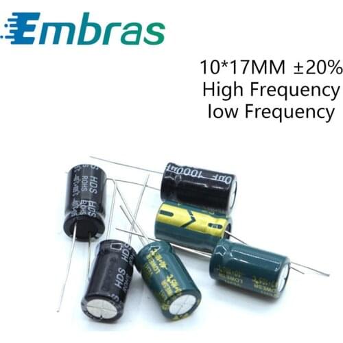 10Pcs 10*17 High Frequency Low ESR Aluminum Electrolytic Capacitor Kit 35V 50V 63V 220UF 330UF 1500UF Full Values Assorted Set