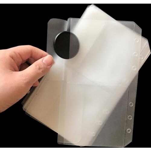 10pcs A5A6 Transparent Universal 6Holes Loose Leaf PVC Storage Bag Card Holder Notebook Planner Collection Pouch Bag Pen Storage