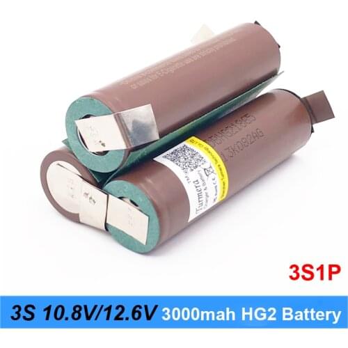 20amps 18650 HG2 3000mAh Battery for 3S 3S2P 12.6V Battery Pack 10.8V 12.6V Screwdriver Battery Weld Soldering Strip (customize)