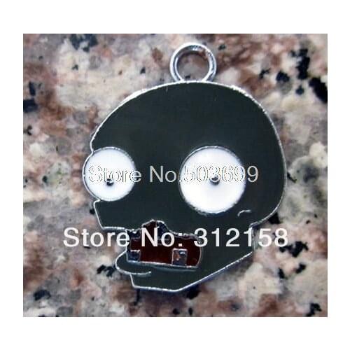 245433! Wholesale 100Pcs/Lots DIY Alloy Enamel Skull Charms Metal Charms bead bead