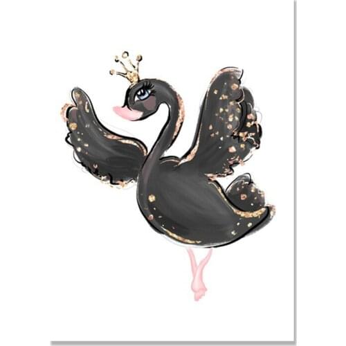 5D Diamond Painting Ballet Princess Nordic Poster Nursery Wall Art Girl Black Swan Print Wall Pictures For Children Room Decor