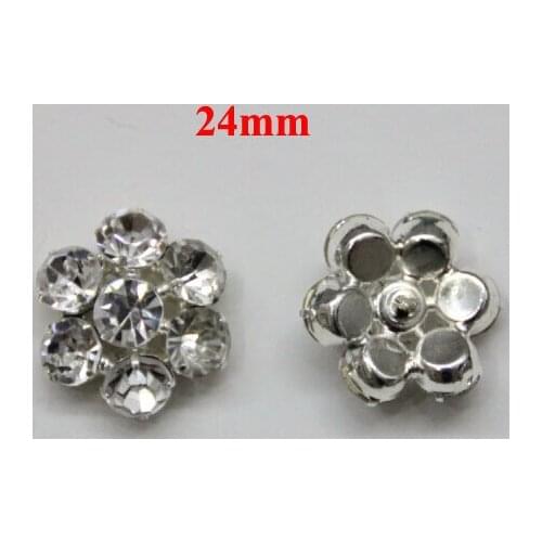 Free Shipping Wholesale 60pcs/lot 24mm Flatback Rhinestone Button For Hair Bow Center Wedding Invitation BYM05018