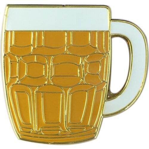 Metal art Beer Cup Brooch Icons Lapel Pin Badge Enamel badge brooch Jeans shirt bags Cool Jewelry Gift (100pcs/lot)