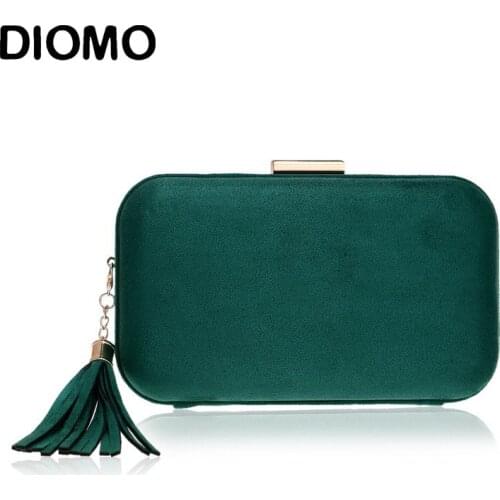 DIOMO New Arrival Evening Bag Fashion Ladies Hand Bag Luxury Tassel Clutch Purse Wedding Party Women Bags Multi Color with Chain