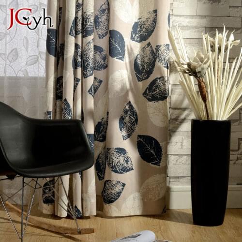 JCyh Elegant European Leaves Linen Brown Curtains For Living Room Luxury Curtains Window Treatments Cortinas Panels Shading 70