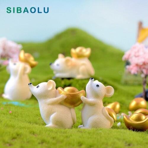 Sending Money Mouse figurine cartoon Animal Model Moss landscape Resin Craft home miniature fairy garden decoration accessories