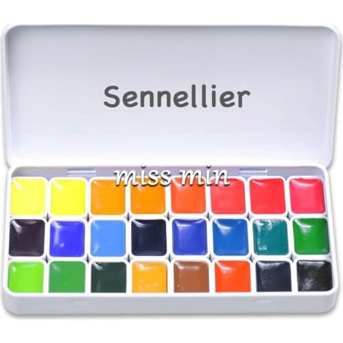 France Original Sennelier Academy Level 24 /36 Colors 0.8ml Watercolor Paint Trial Pack Acuarelas Profesionales Art Supplies