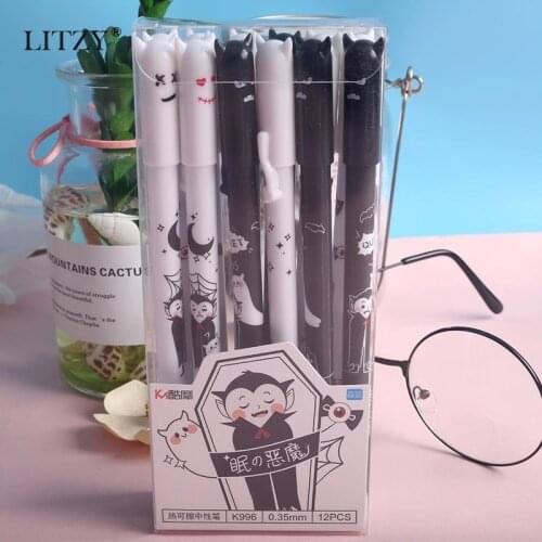 3Pcs/Set Kawaii Cherry Blossoms Erasable Washable Handle Erasable Pen Refill 0.5mm Blue Ink Gel Pens for School Office Supplies