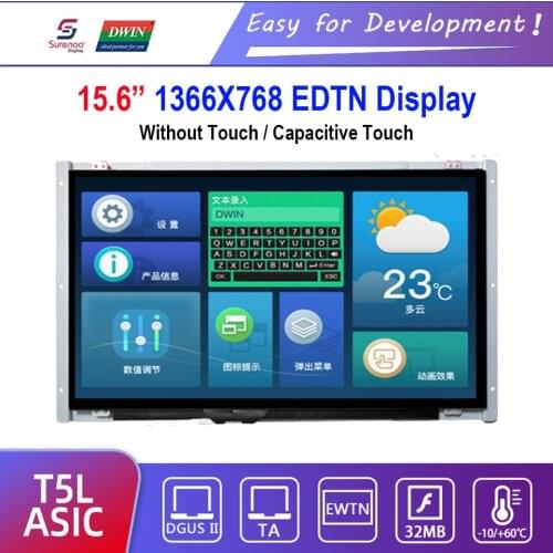 Dwin T5L HMI Intelligent Display, DMG13768C156_03W 15.6" EDTN 1366X768 LCD Module Screen Capacitive Touch Panel