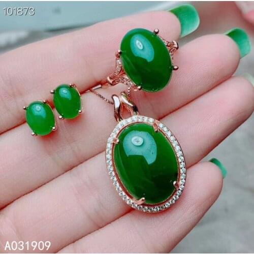 KJJEAXCMY boutique jewelry 925 sterling silver inlaid Natural jasper Necklace Ring Earring Suit Support detection trendy