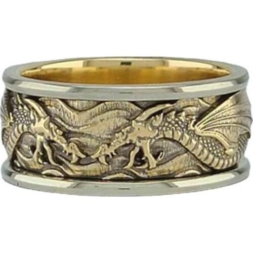 Retro Individuality Double Dragon Finger Rings for Women Men Punk Rock Vintage Dragon Statement Ring Hip Hop Viking Jewelry