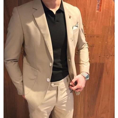 Handsome Groomsmen Notch Lapel Groom Tuxedos Wedding Dress Men Suits Blazer Prom Dinner (Jacket+Pants+Tie) K229
